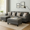 Wood and Fabric Sectional Set with Ottoman, Set of 5, Gray