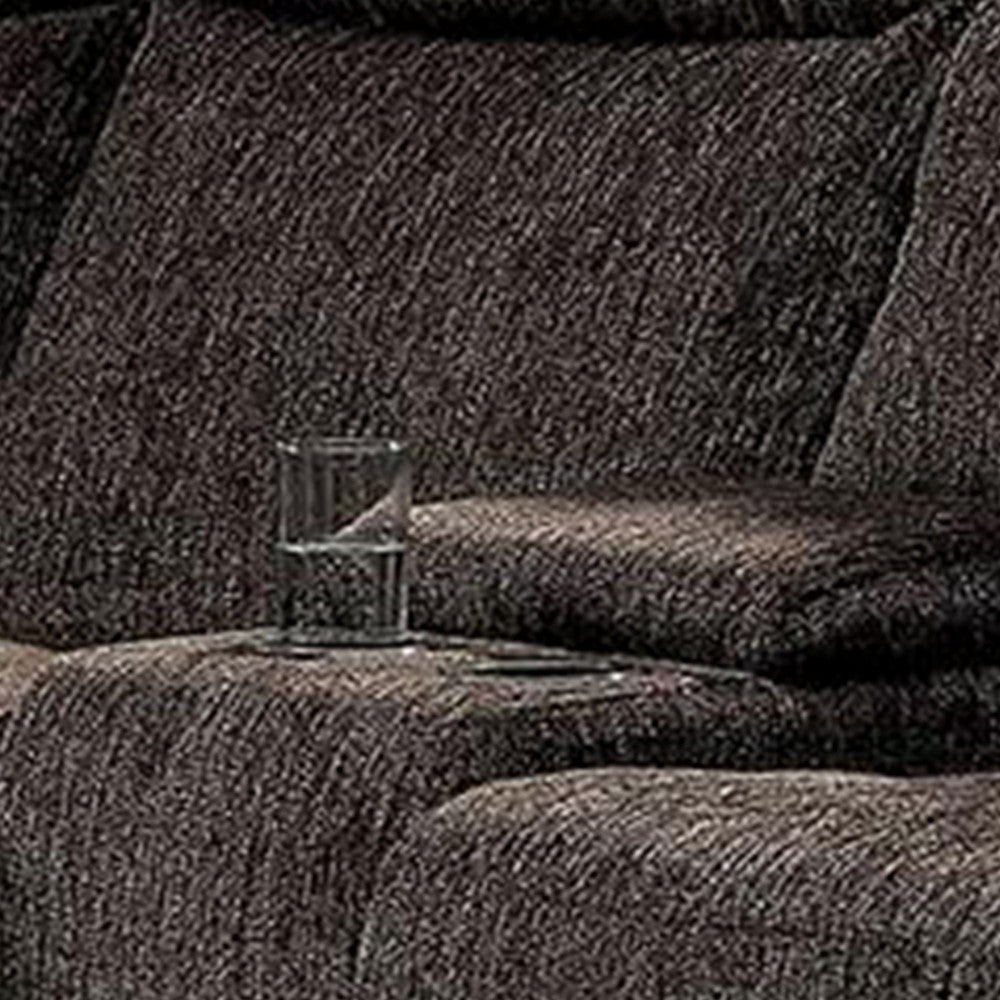 Fabric Upholstered Wooden Reclining Sectional with Cup Holders Brown By Casagear Home BM217831