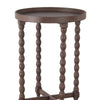 Wooden Round Accent Table with Tray Top and Beaded Turned Legs, Brown By Casagear Home