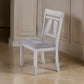 Wooden Side Chair with Padded Seat, Set of 2, White & Gray By Casagear Home