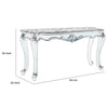 Wooden Console Table with Marble Top and Carved Details, Gray and Brown By Casagear Home