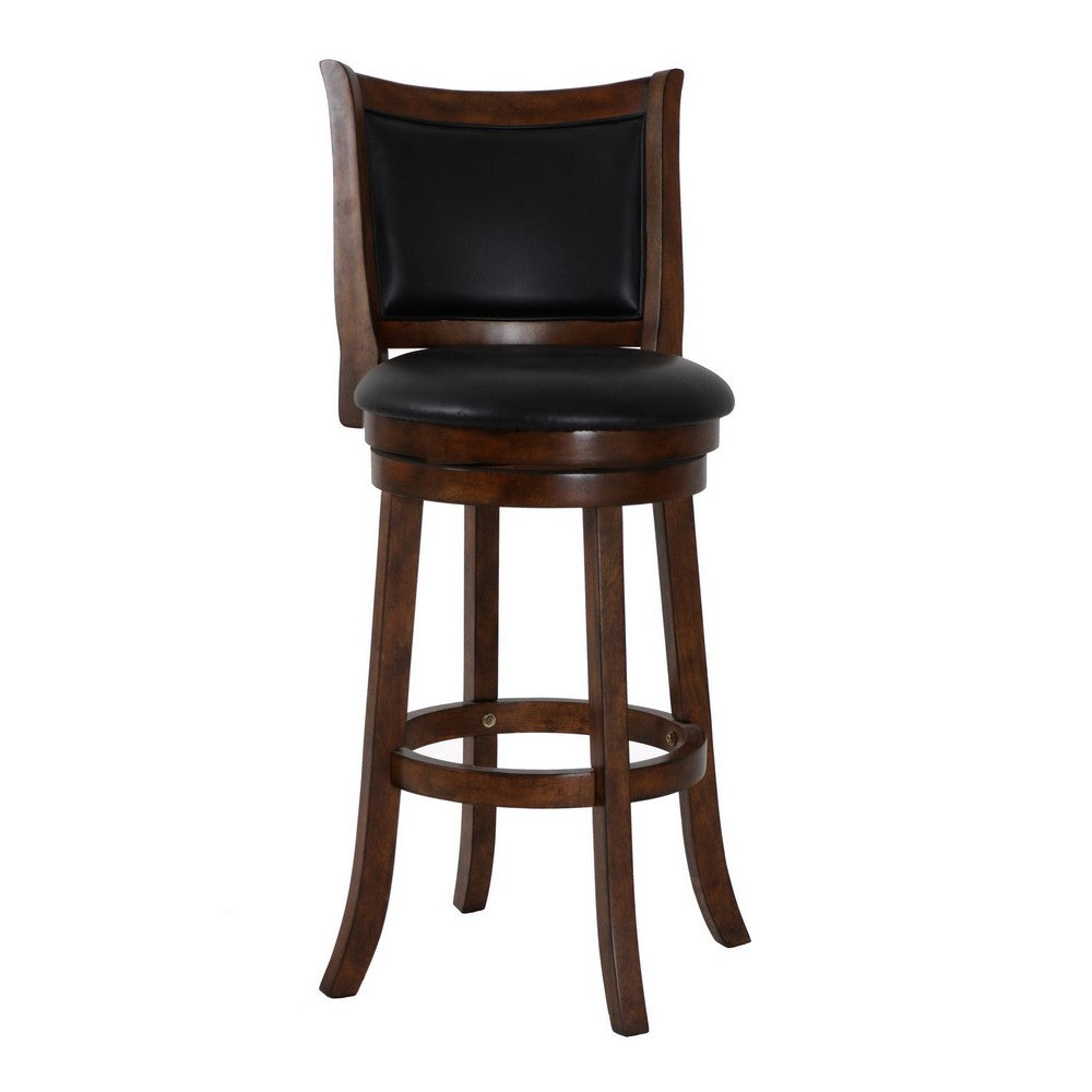 Curved Swivel Barstool | Faux Leather Padded Seat | Brown & Black