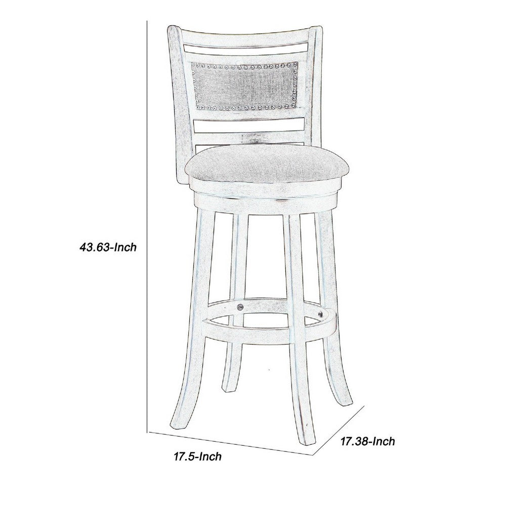 Curved Swivel Barstool with Fabric Padded Seating Brown and Beige By Casagear Home BM218131