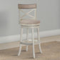 Curved X Shaped Back Swivel Barstool with Fabric Padded Seating Antique White By Casagear Home BM218132