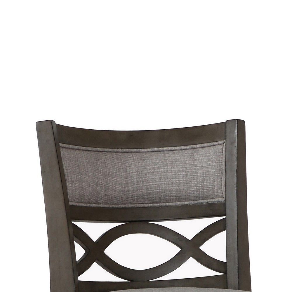 Curved Lattice Back Swivel Counter Stool | Fabric Seat | Antique Gray