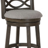 Curved Lattice Back Swivel Counter Stool | Fabric Seat | Antique Gray