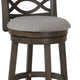 Curved Lattice Back Swivel Counter Stool | Fabric Seat | Antique Gray