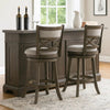 Curved Lattice Back Swivel Counter Stool | Fabric Seat | Antique Gray