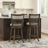 Curved Lattice Back Swivel Counter Stool | Fabric Seat | Antique Gray