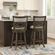 Curved Lattice Back Swivel Counter Stool | Fabric Seat | Antique Gray