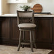 Curved Lattice Back Swivel Counter Stool | Fabric Seat | Antique Gray
