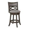 Curved Lattice Back Swivel Counter Stool | Fabric Seat | Antique Gray