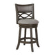 Curved Lattice Back Swivel Counter Stool | Fabric Seat | Antique Gray