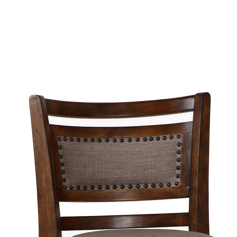 Curved Swivel Counter Stool | Fabric Padded Seat | Brown & Beige BM218145