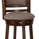 Curved Swivel Counter Stool | Fabric Padded Seat | Brown & Beige BM218145