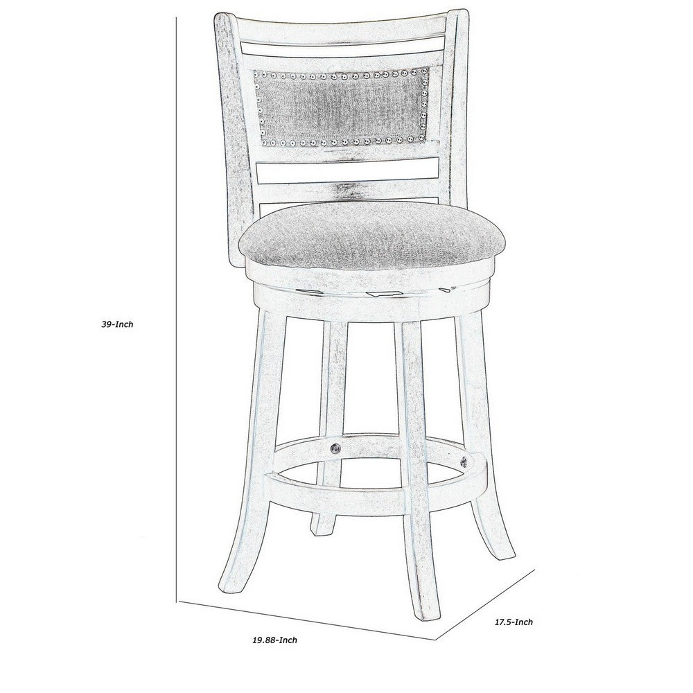 Curved Swivel Counter Stool | Fabric Padded Seat | Brown & Beige BM218145