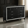 Wood Dresser | 9 Drawer | Embossed Texture | Mirror Accents | Black