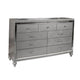 Wood Dresser | 9 Drawer | Embossed Texture | Mirror Accents | Silver