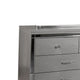 9 Drawer Wooden Dresser with Embossed Texture and Mirror Accents Silver By Casagear Home BM218220