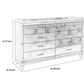 9 Drawer Wooden Dresser with Embossed Texture and Mirror Accents Silver By Casagear Home BM218220