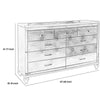 9 Drawer Wooden Dresser with Embossed Texture and Mirror Accents Silver By Casagear Home BM218220