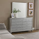 Wood Dresser | 9 Drawer | Embossed Texture | Mirror Accents | Silver