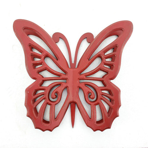 Wooden Butterfly Wall Plaque with Cutout Detail Red BM218333