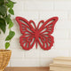 Wooden Butterfly Wall Plaque with Cutout Detail, Red