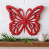 Wooden Butterfly Wall Plaque with Cutout Detail, Red