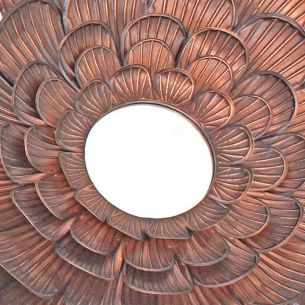 Blooming Metal Flower Wall Decor Mirror, Set of 3, Copper