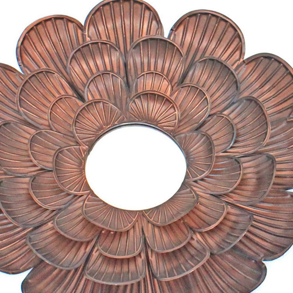 Blooming Metal Flower Wall Decor Mirror Set of 3 Copper BM218336
