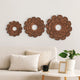 Blooming Metal Flower Wall Decor Mirror, Set of 3, Copper
