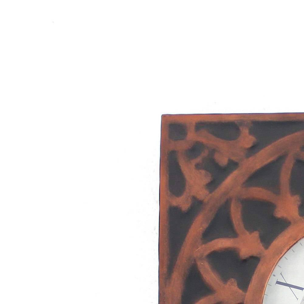 Baroque Design Metal Wall Clock with Roman Numerals Brown and Black BM218337