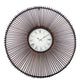 Wall Clock with Metal Fan Guard Design Frame, Brown