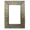 Rectangular Wall Mirror with Gravel Mosaic Border, Brown