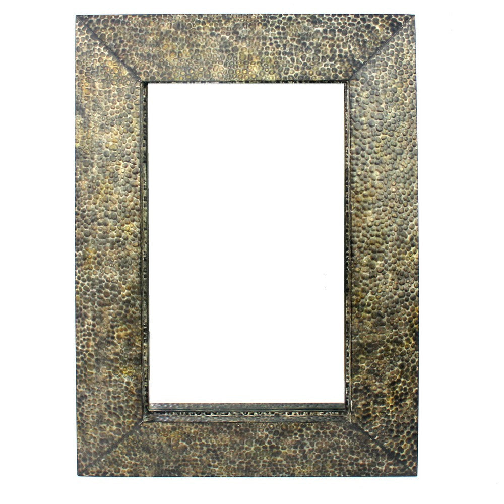 Rectangular Wall Mirror with Gravel Mosaic Border, Brown