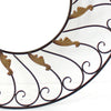 Round Metal Wall Mirror with Scroll Details Bronze and Gold BM218356