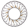 Round Metal Wall Mirror with Scroll Details, Bronze and Gold
