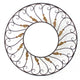 Round Metal Wall Mirror with Scroll Details, Bronze and Gold