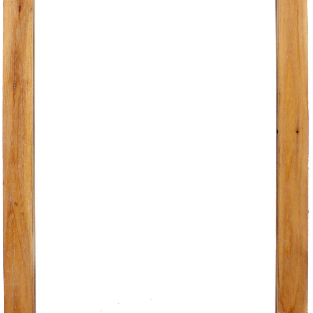 Farmhouse Style Rectangular Wooden Wall Mirror with Arched Top, Brown
