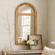 Farmhouse Style Rectangular Wooden Wall Mirror with Arched Top, Brown