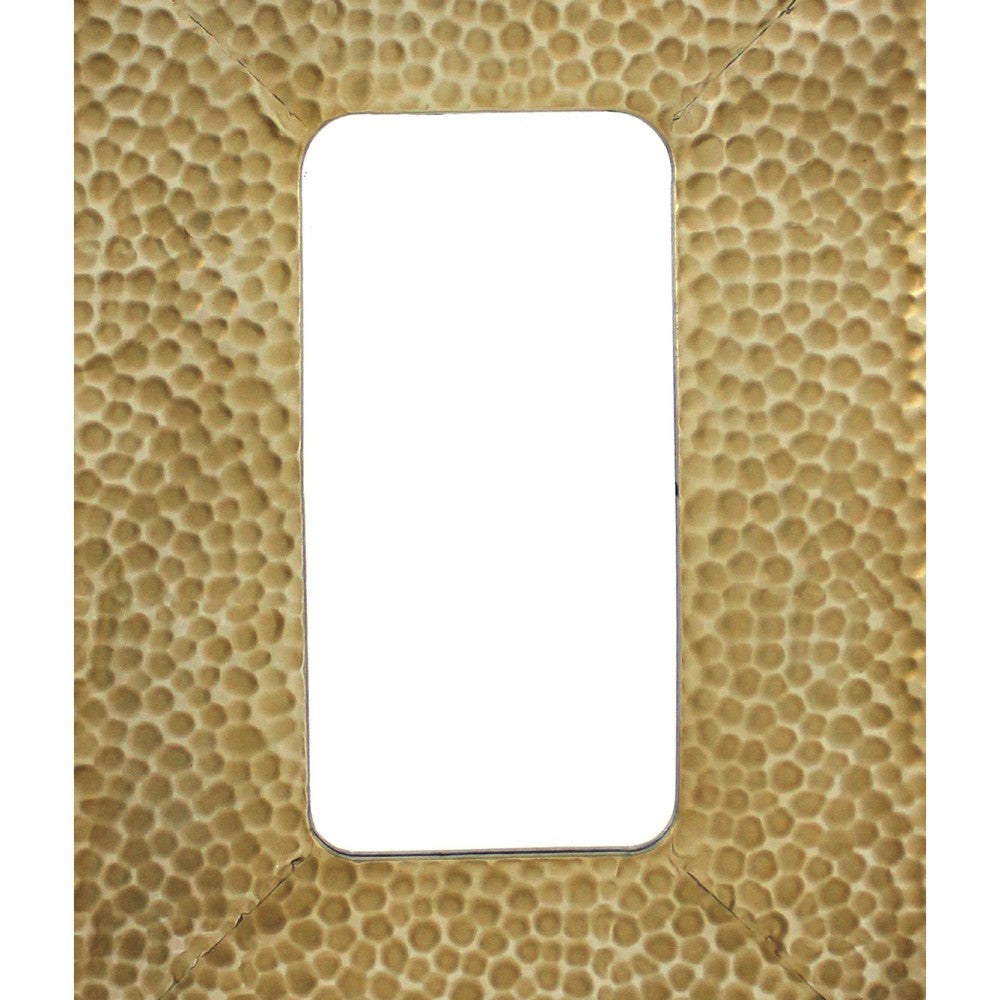 Farmhouse Style Rectangular Wall Mirror with Cobbly Frame, Brown