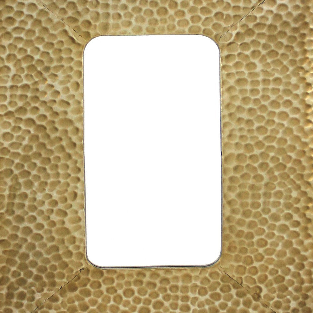 Farmhouse Style Rectangular Wall Mirror with Cobbly Frame Brown BM218371