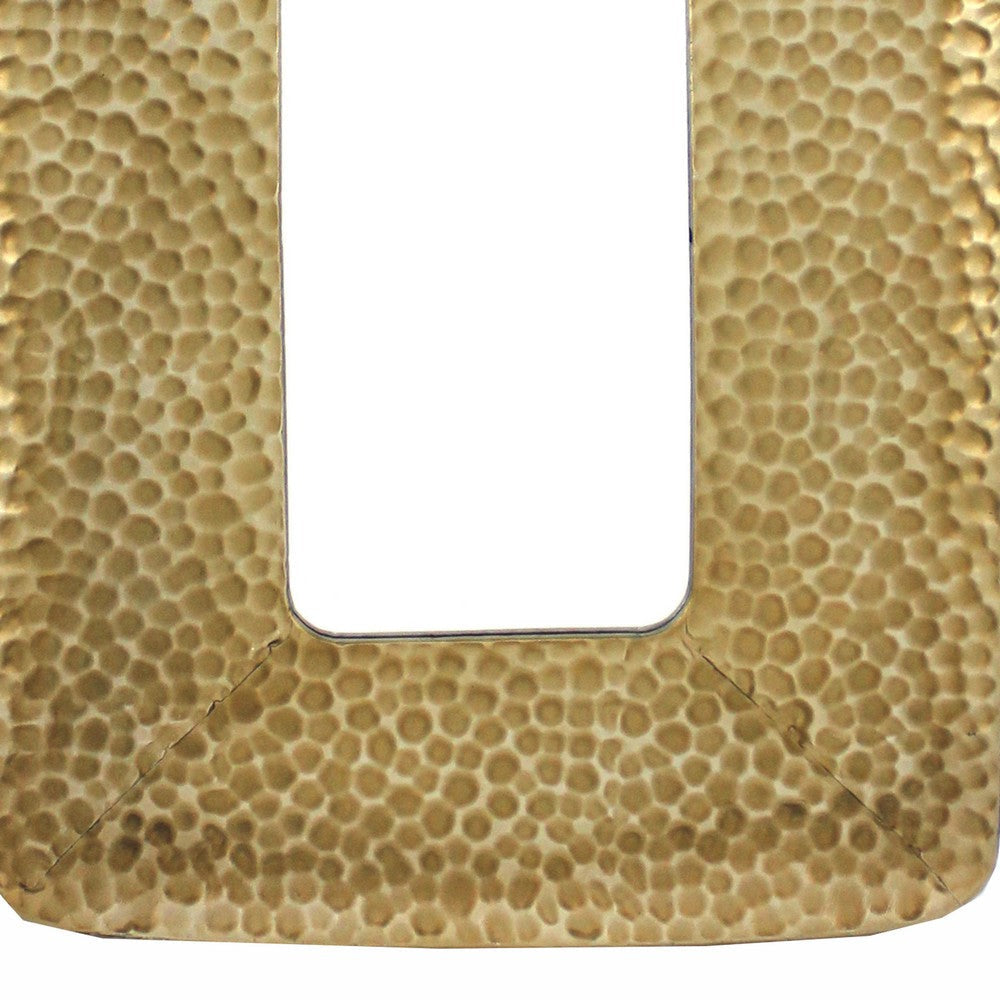 Farmhouse Style Rectangular Wall Mirror with Cobbly Frame Brown BM218371