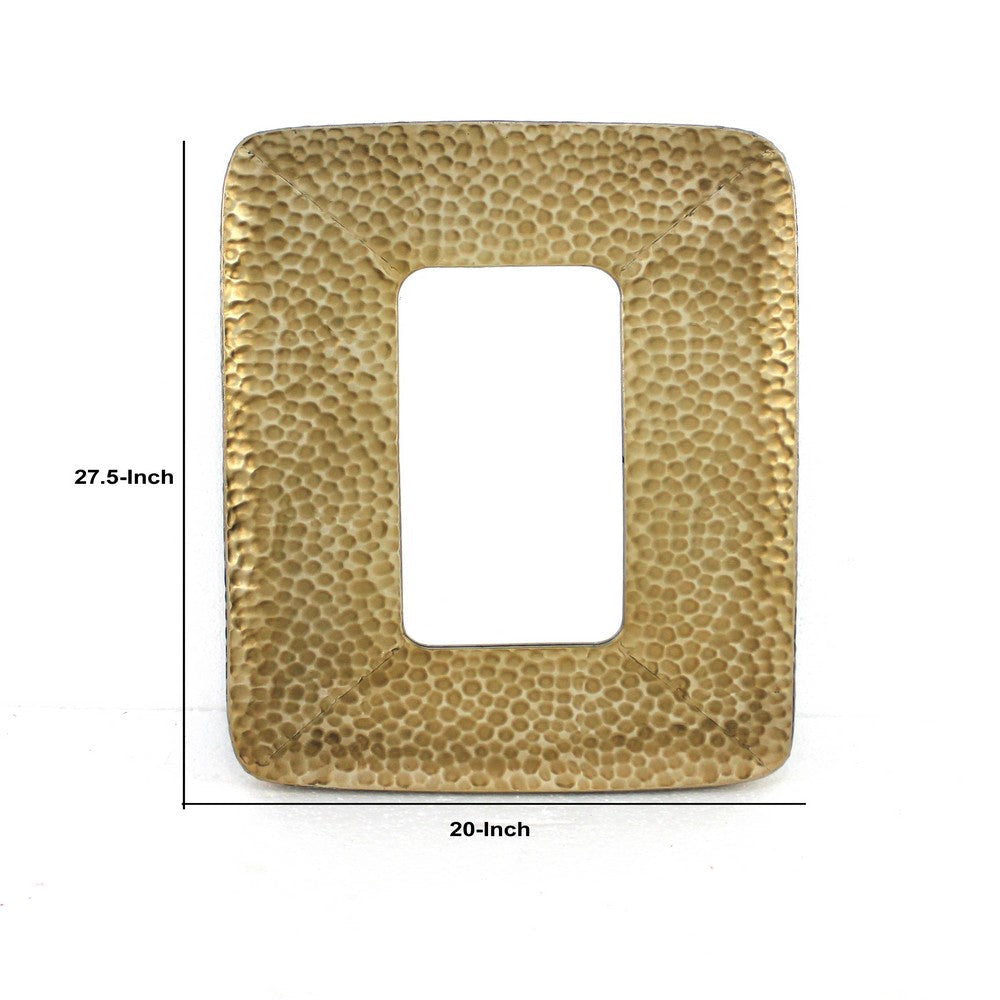 Farmhouse Style Rectangular Wall Mirror with Cobbly Frame Brown BM218371