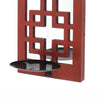 Lattice Design Wooden Frame Candle Holder with Mirror Insert Red BM218401