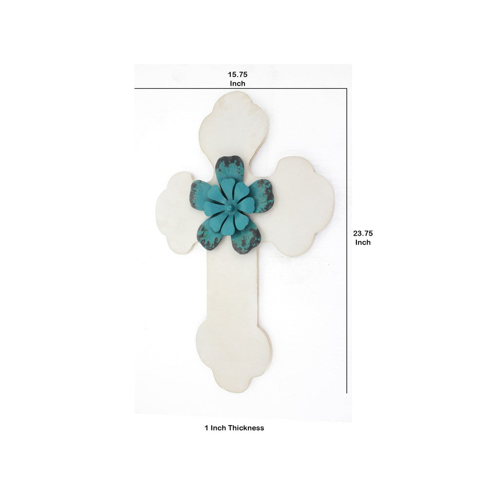 Rustic Wooden Cross Wall Decor White BM218406