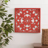 Square Wooden Floral Wall Plaque, Red