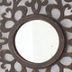 Wooden Frame Square Wall Mirror with Floral cut Out Design Espresso BM218411