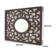 Wooden Frame Square Wall Mirror with Floral cut Out Design Espresso BM218411